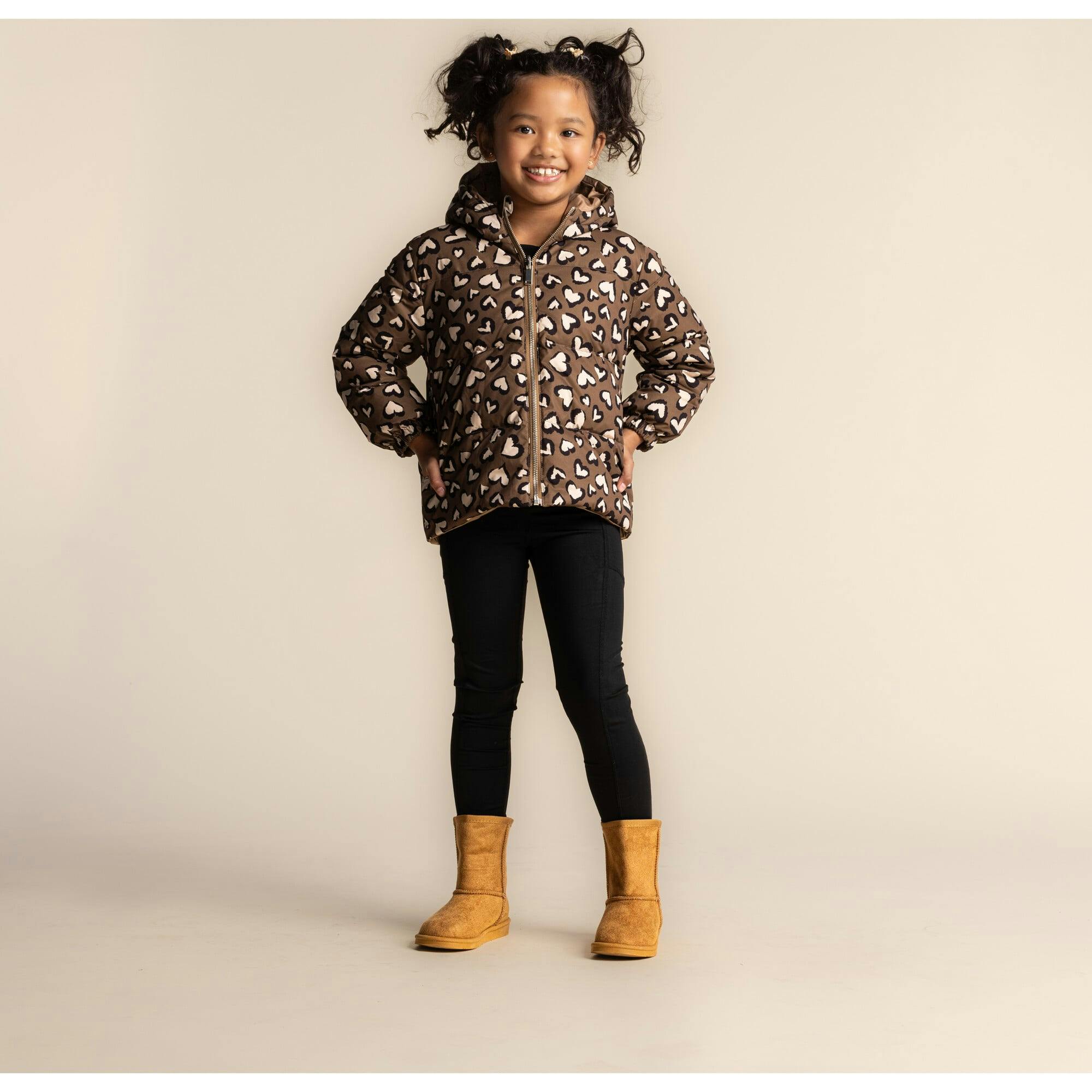 Alex Reversible Puffer Leopard Hearts