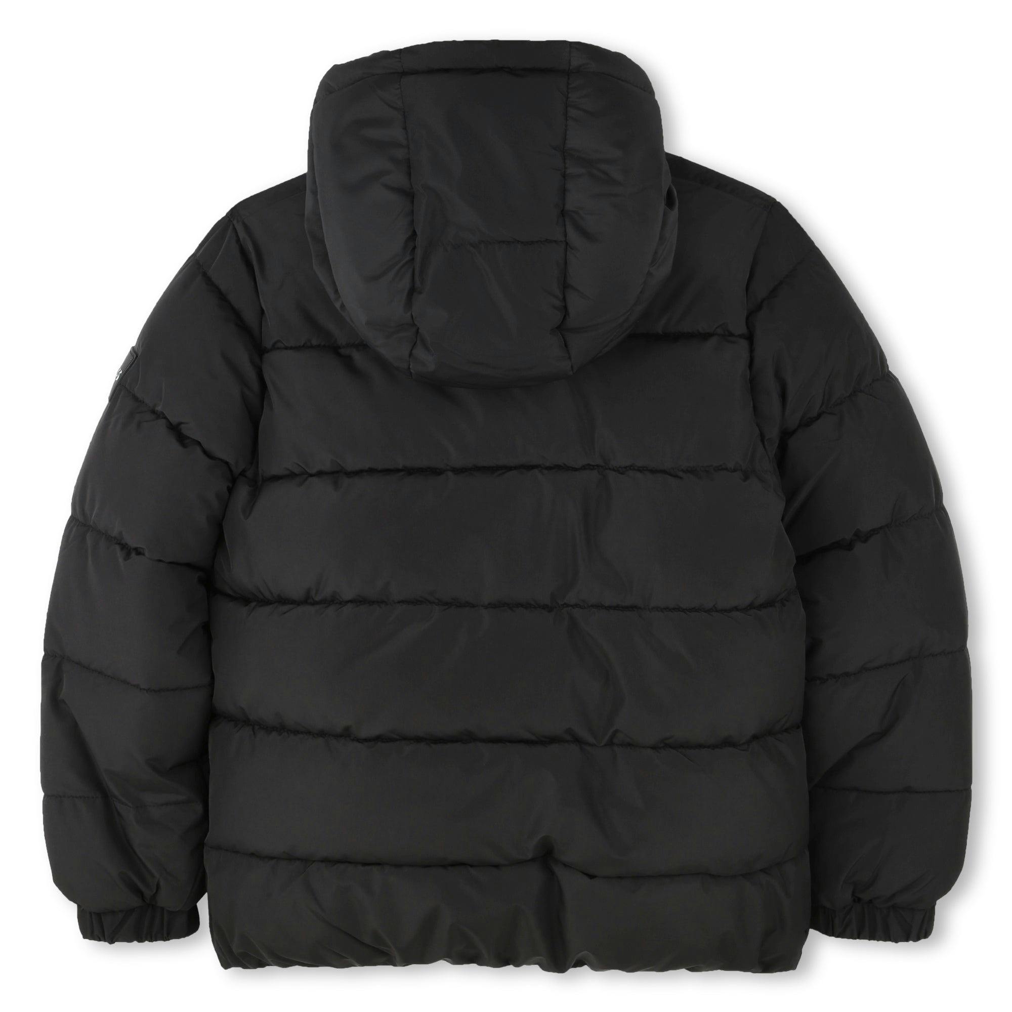Black Hooded Logo Puffer Jacket