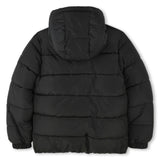 Black Hooded Logo Puffer Jacket