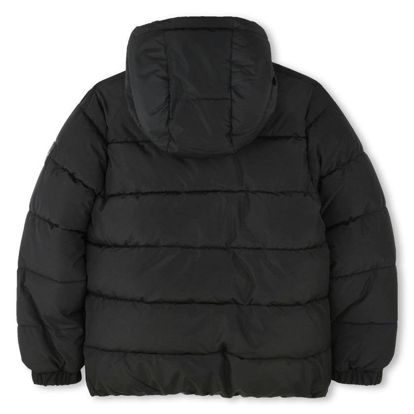Black Hooded Logo Puffer Jacket