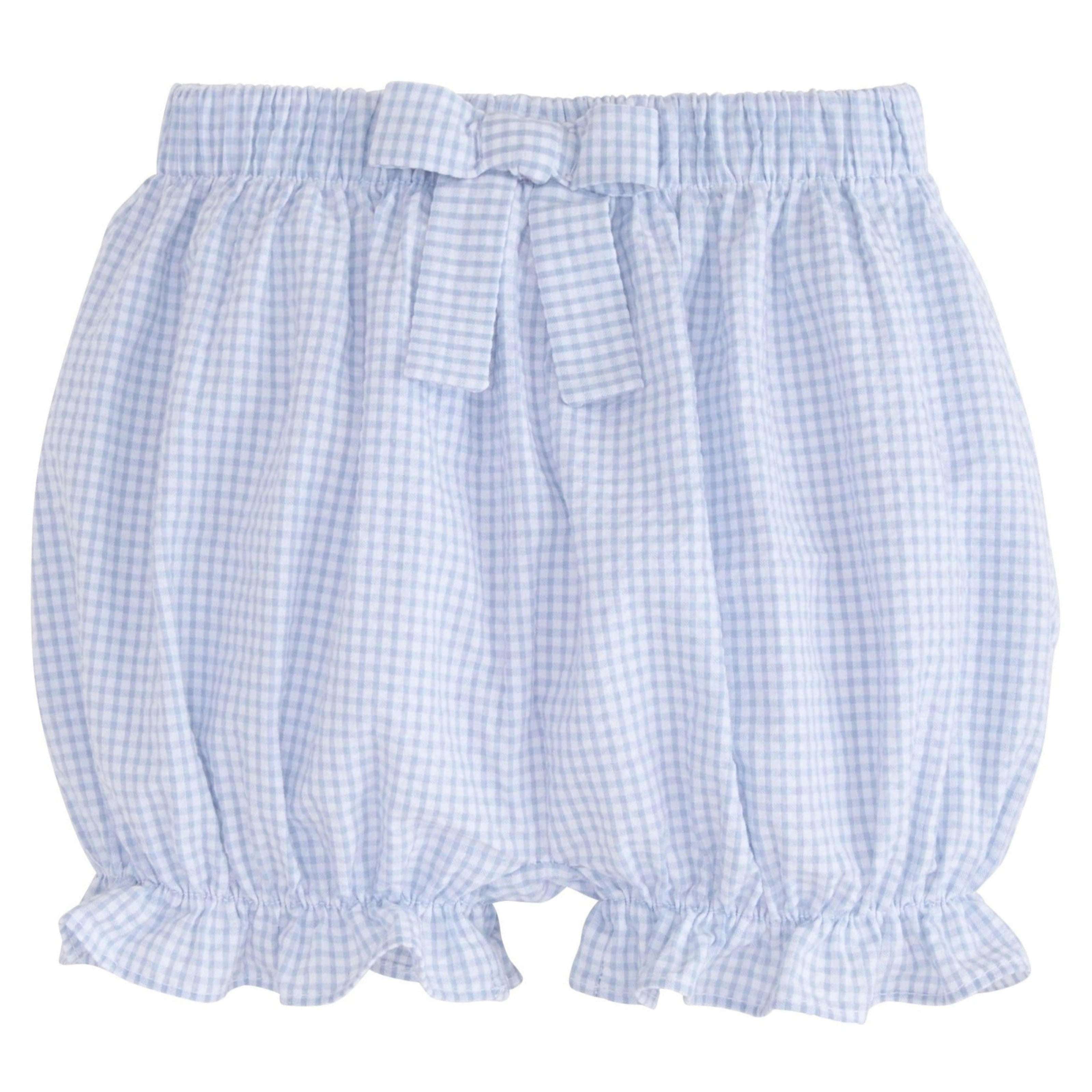 Bow Bloomers - Light Blue Seersucker Gingham