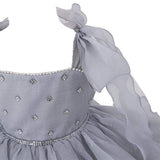 Light Aureline Gray Ruffled Party Dress
