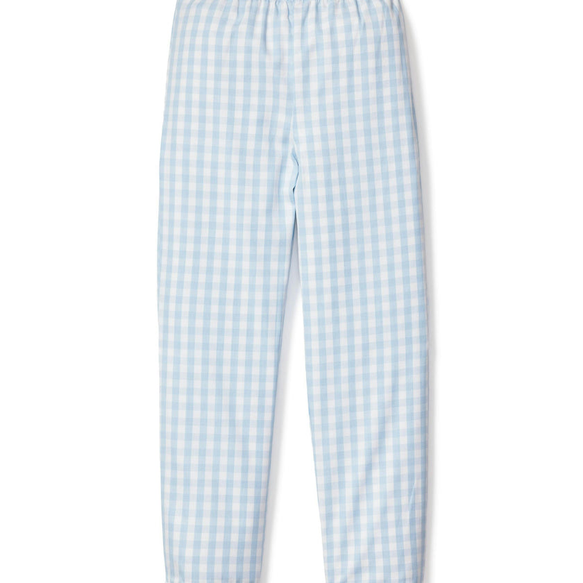 Kid's Twill Pajama Pants in Light Blue Gingham