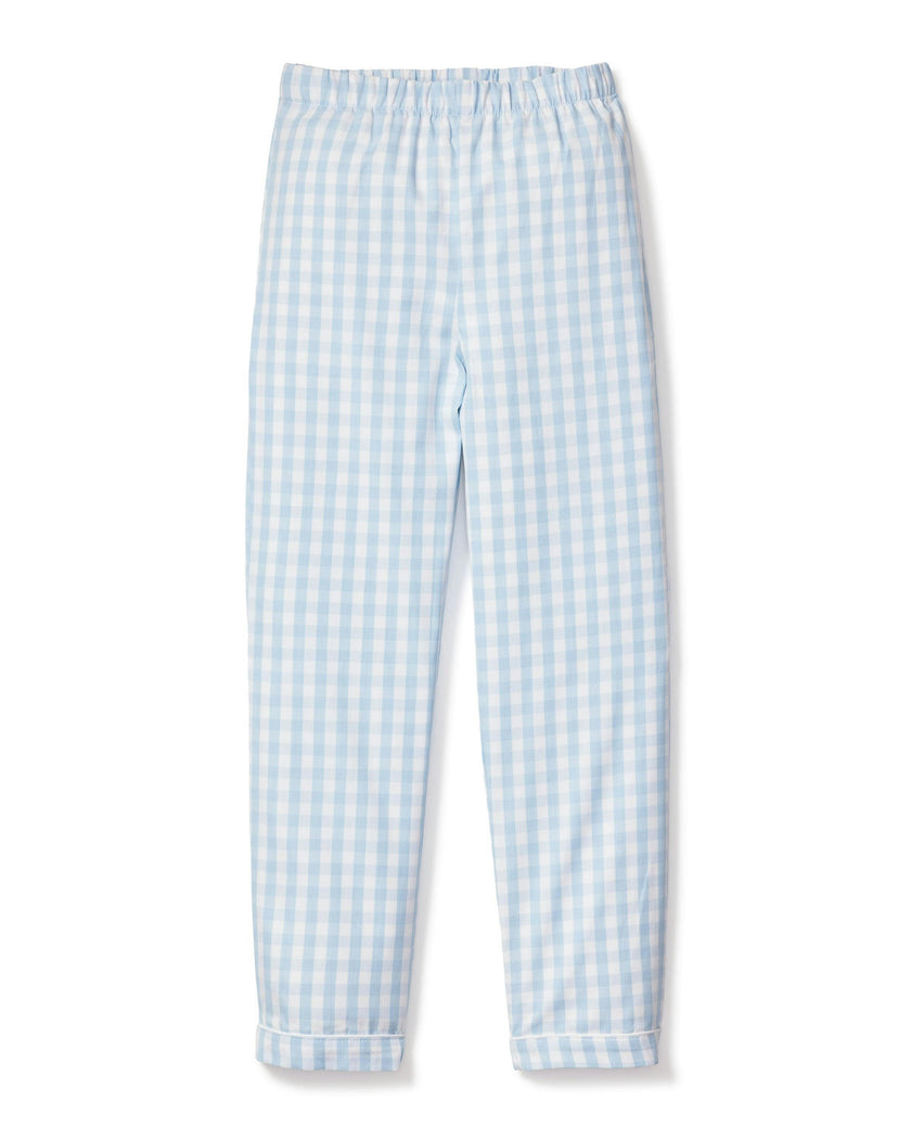 Kid's Twill Pajama Pants in Light Blue Gingham