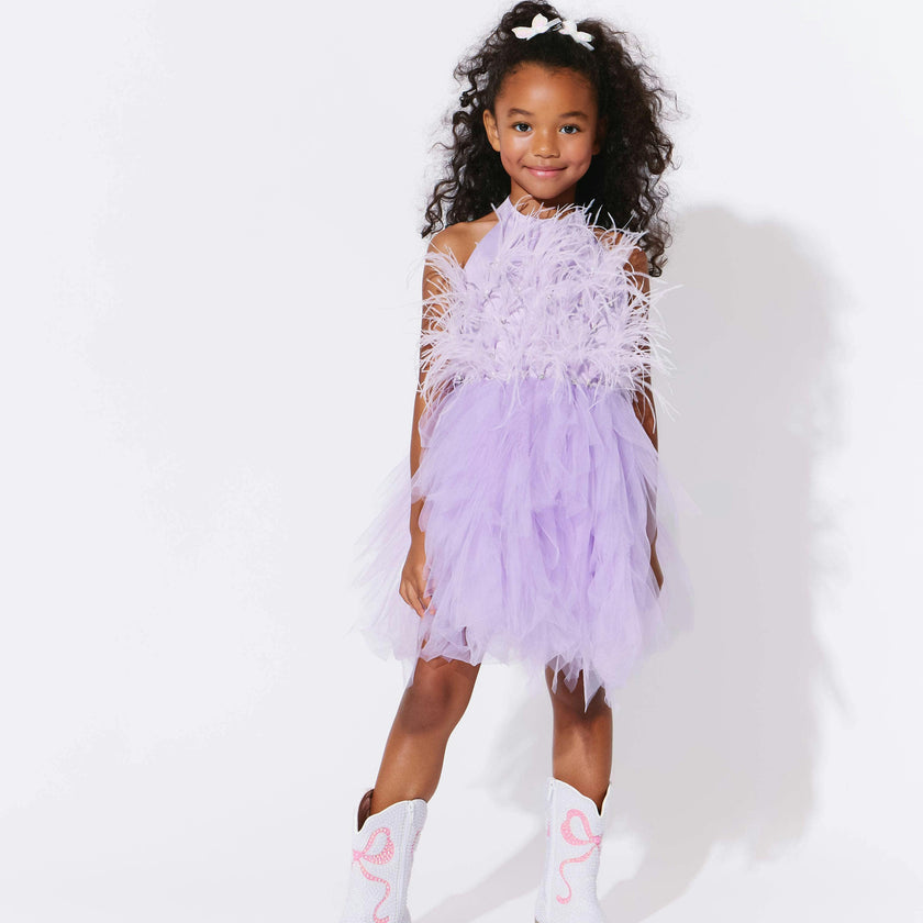 Lavender Haze Feather Dress