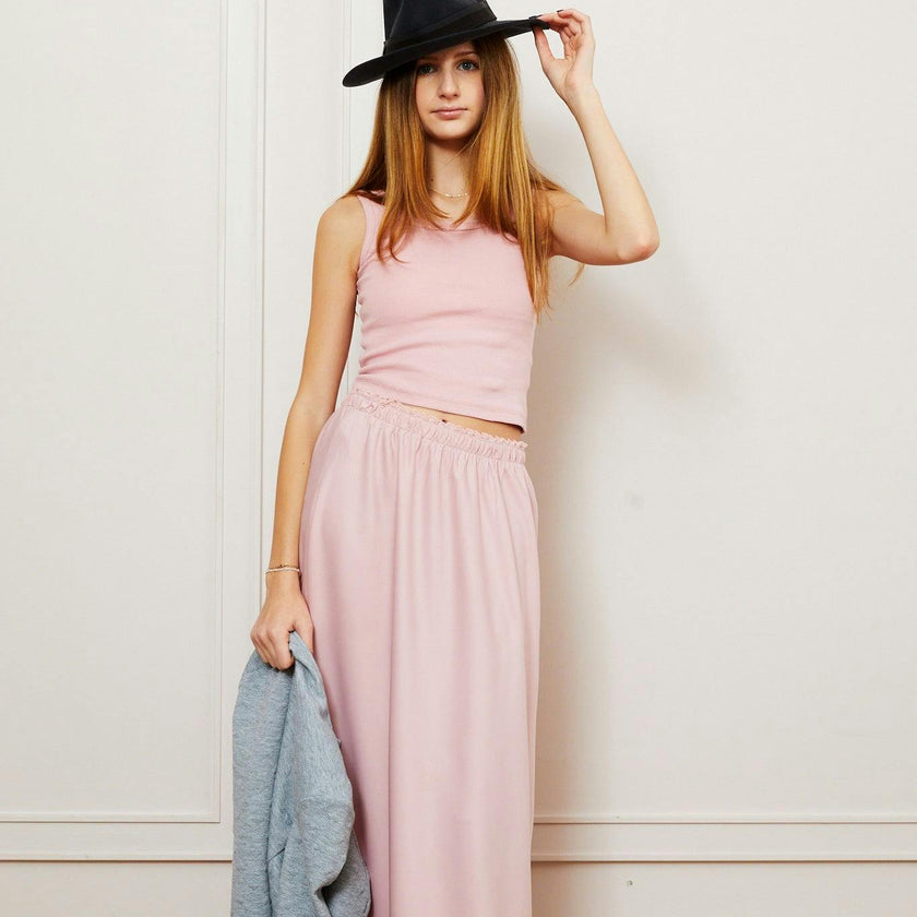 Joey Ballet Pink Satin Maxi