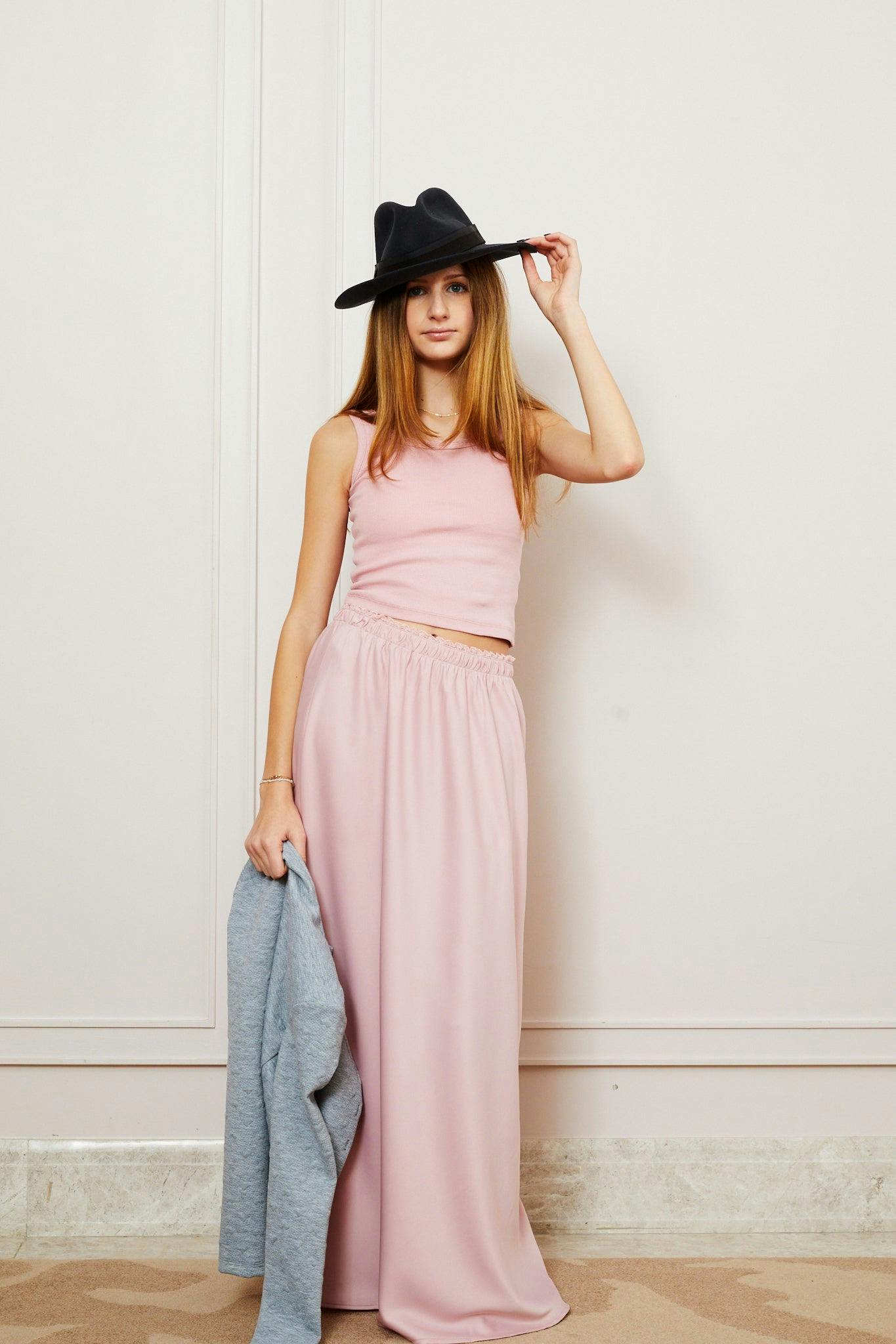 Joey Ballet Pink Satin Maxi