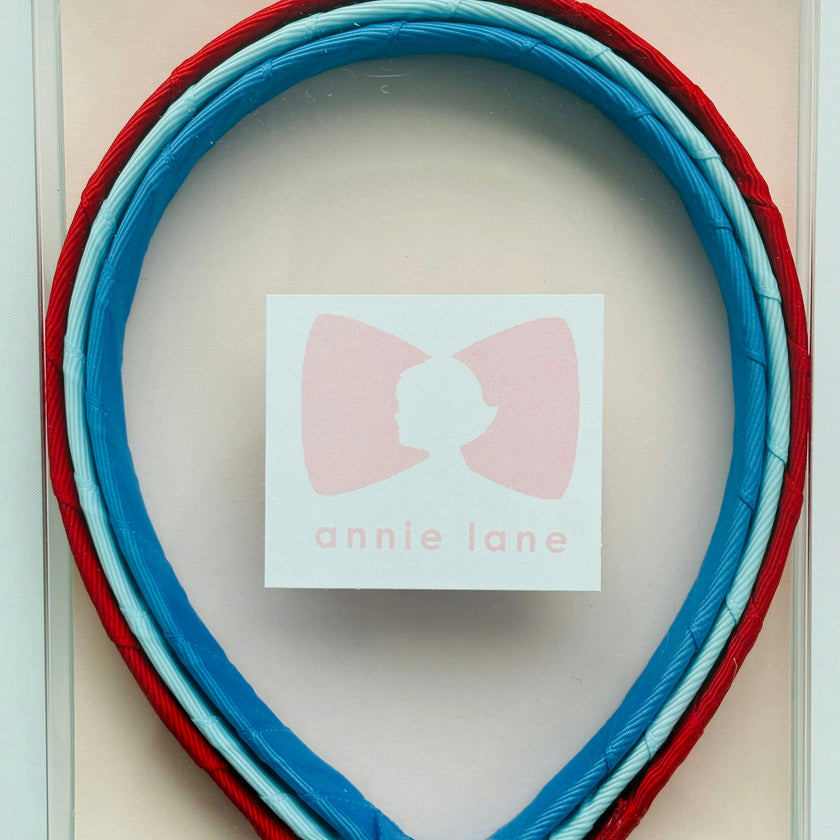 Set of three headbands - red, light blue and capri blue
