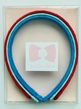 Set of three headbands - red, light blue and capri blue