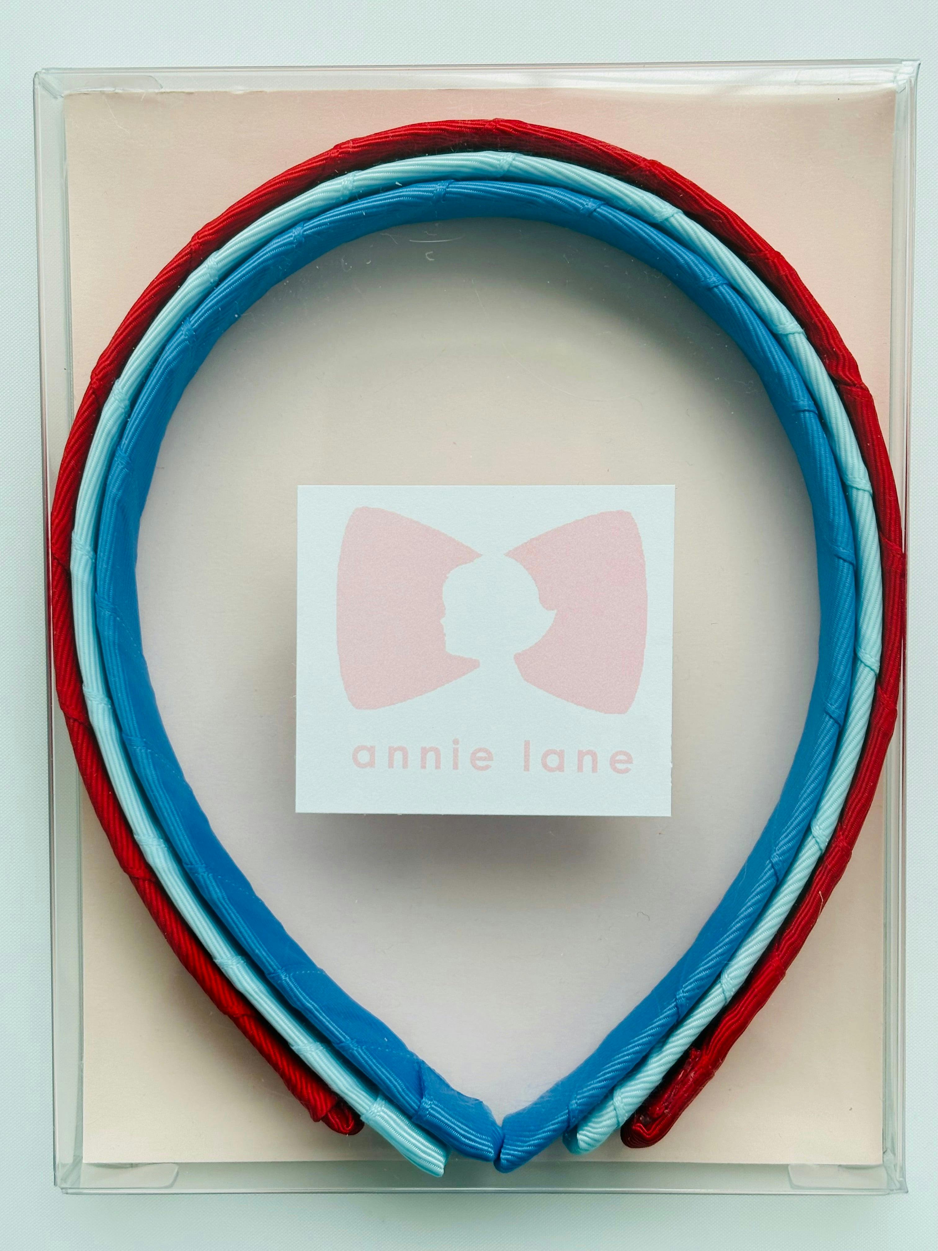 Set of three headbands - red, light blue and capri blue