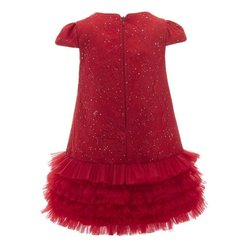 Red Glitter Empire Dress