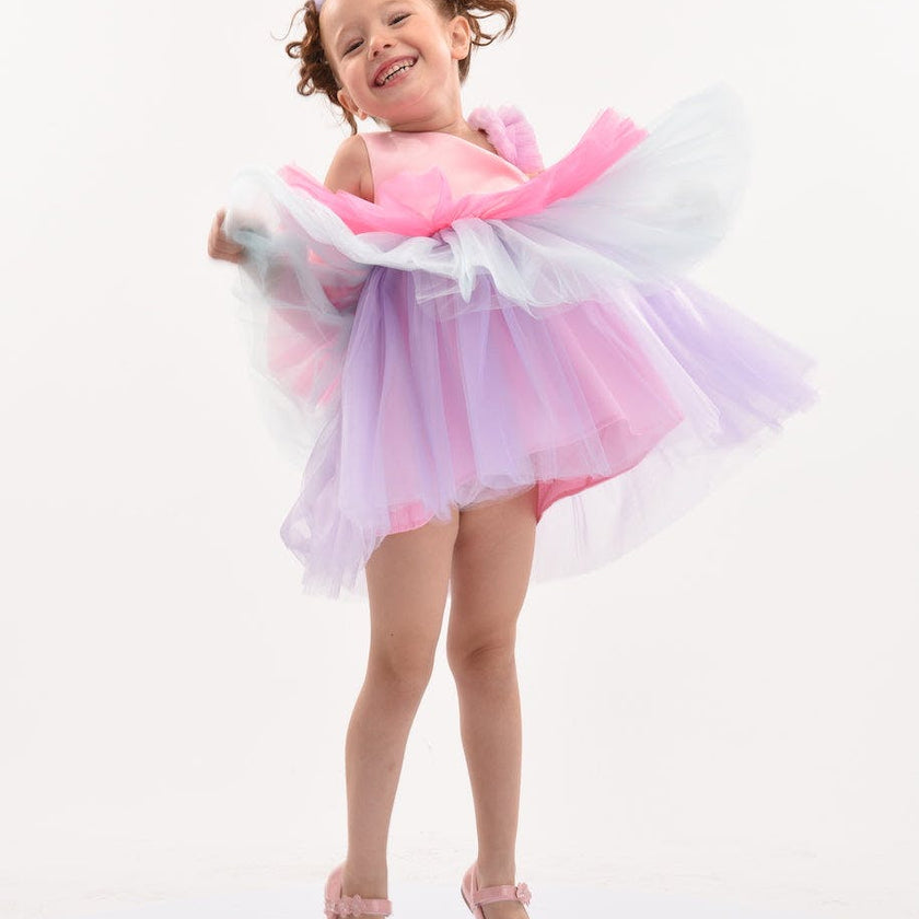 Pink Cakepop Multicolor Layered Tulle Dress