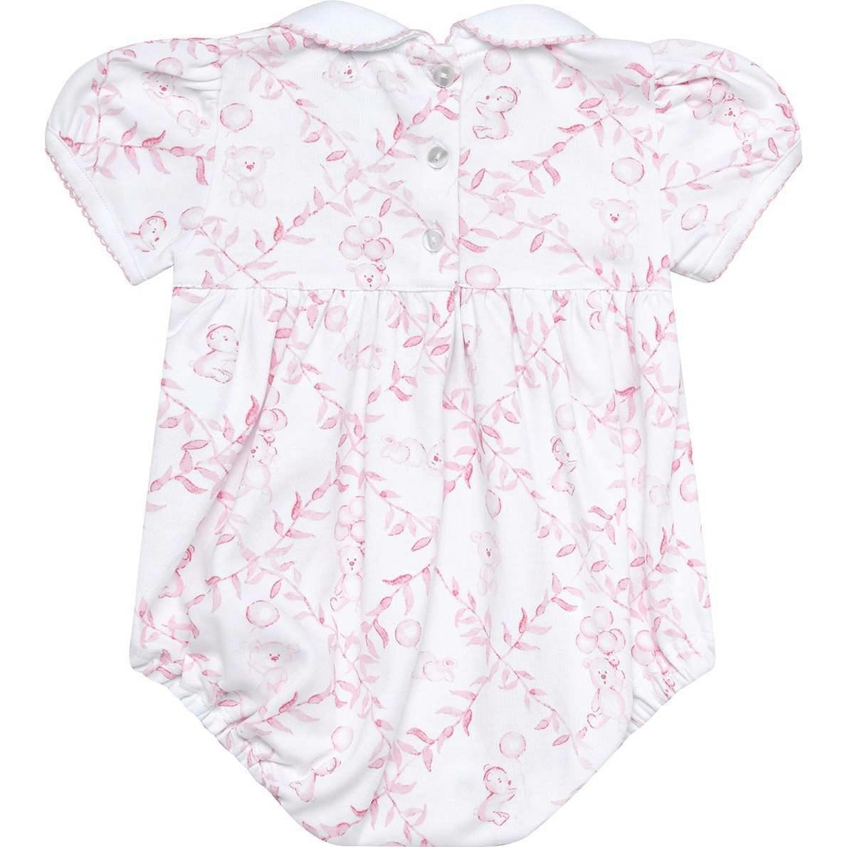 Pink Bears Trellace Smocked Bubble