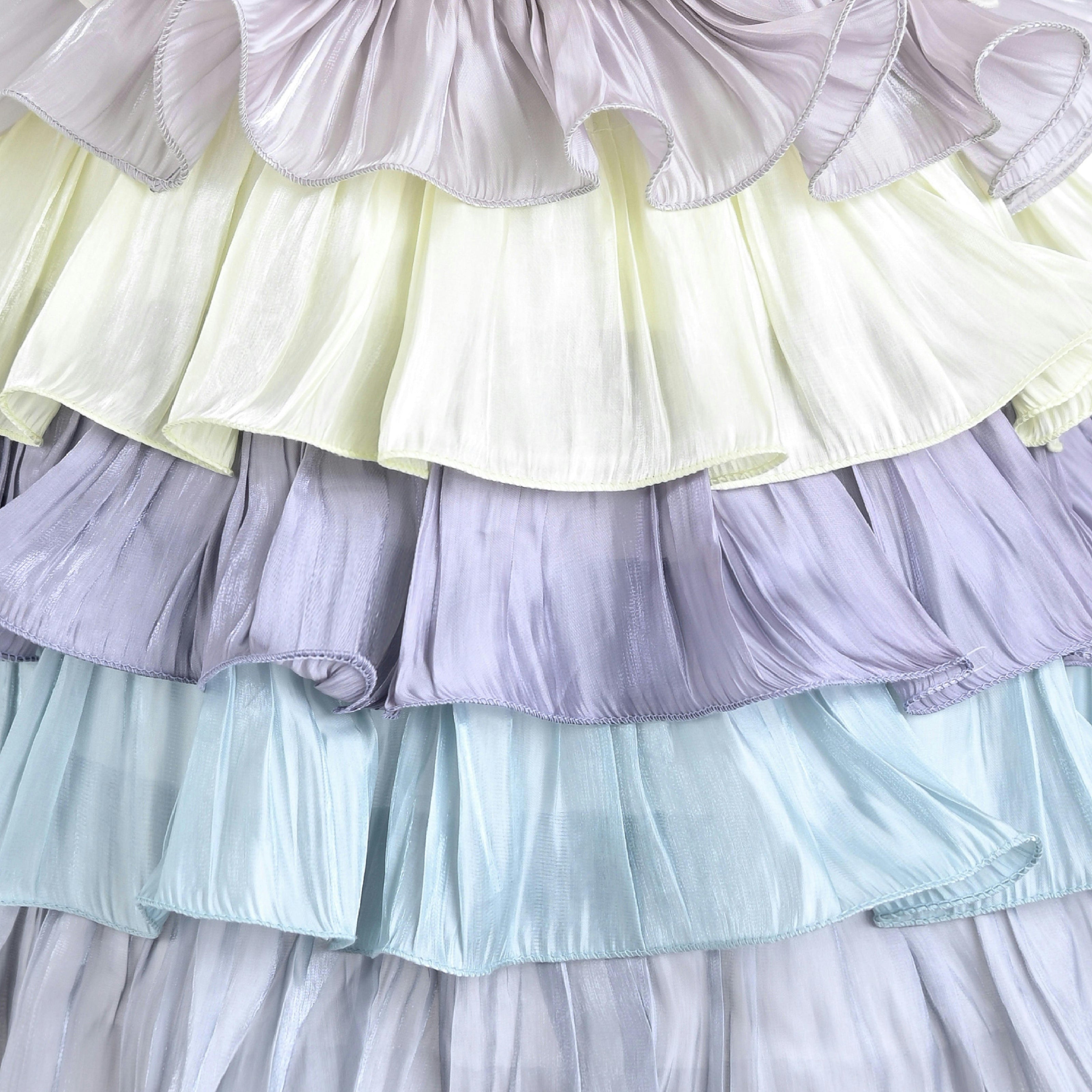 White Talia Gradient Ruffle Dress