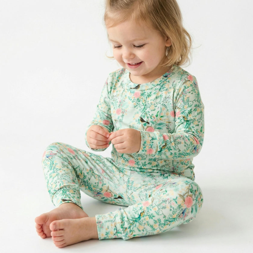 Sage Blossom Bamboo Toddler Pajama Set
