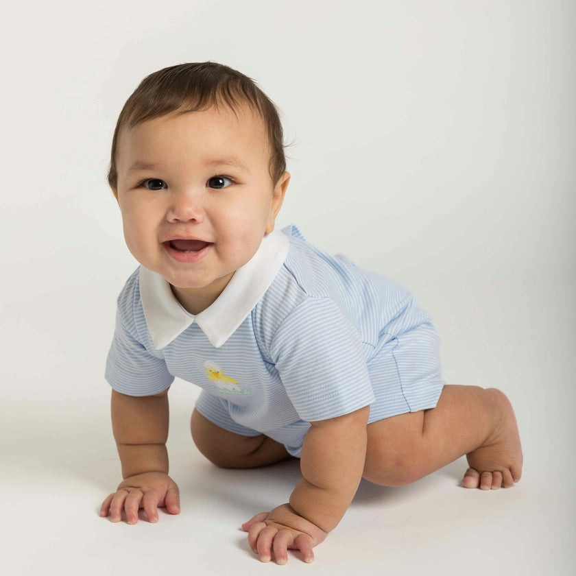 Stripe Knit Shortall With Chick