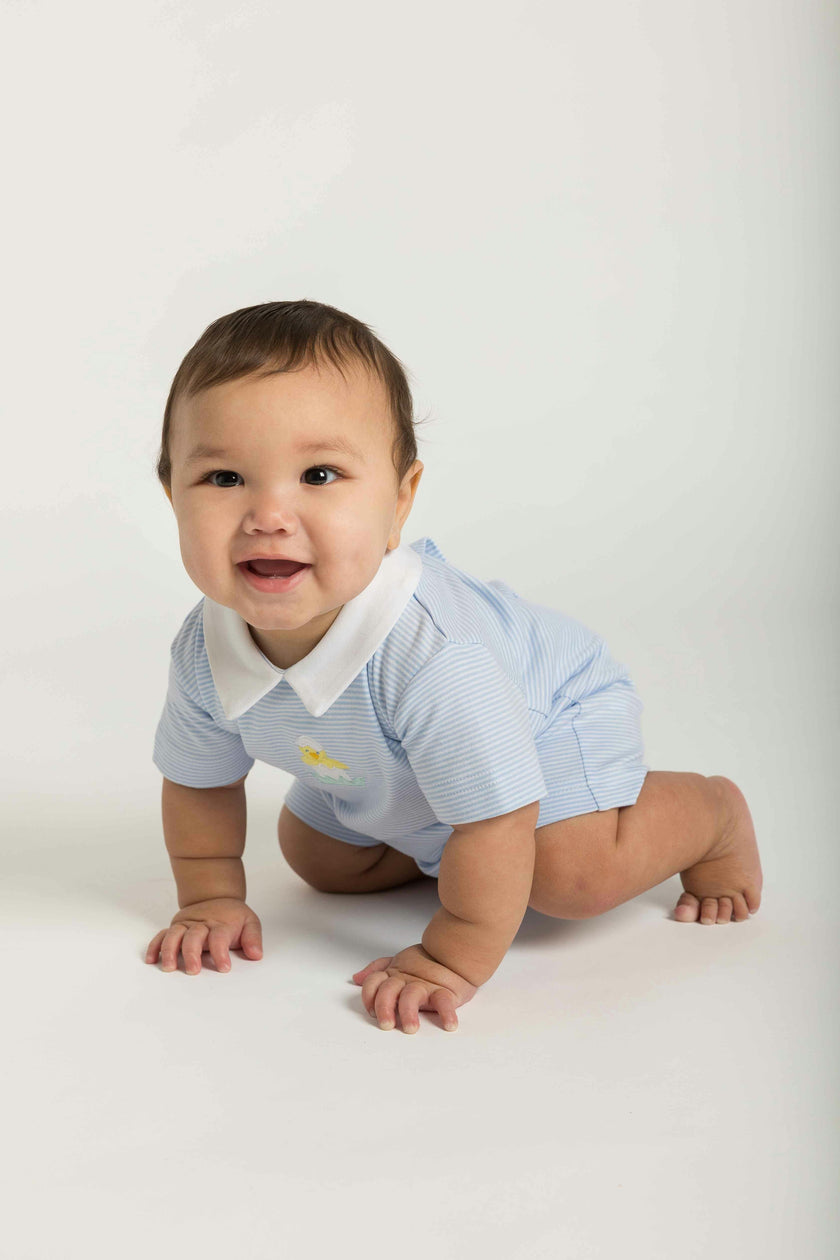 Stripe Knit Shortall With Chick