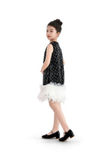 Black & White Feathered Glam Dress