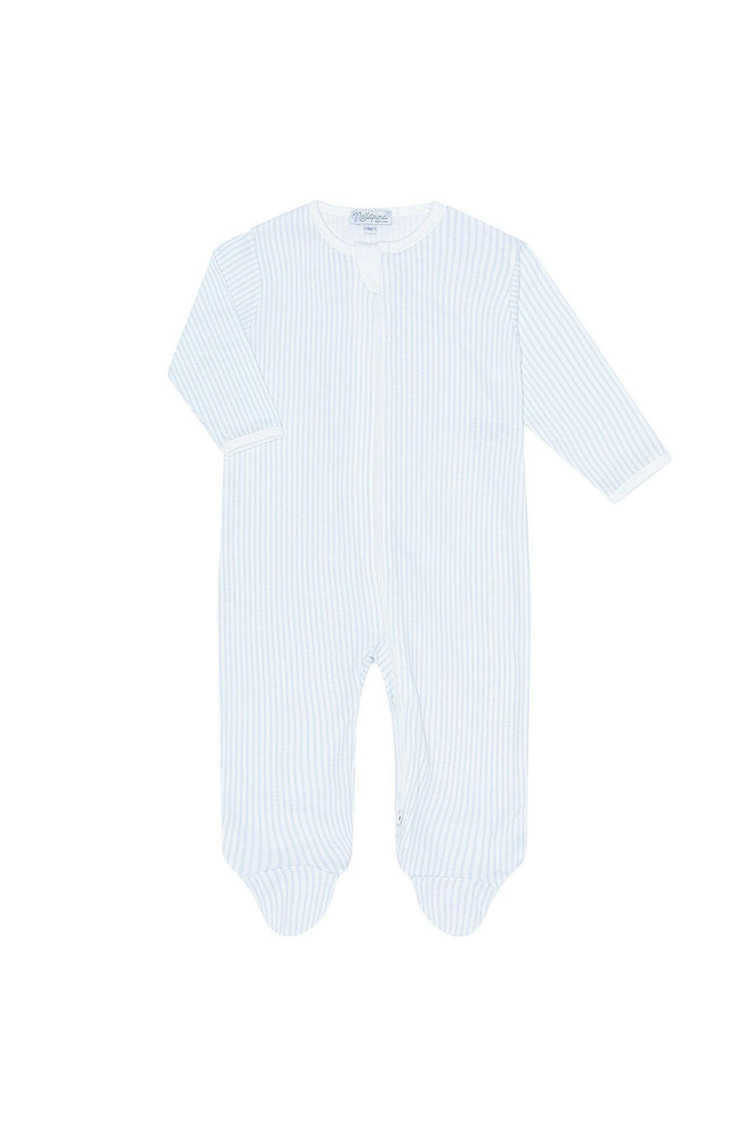 Blue Classic Stripes Zipper Footie