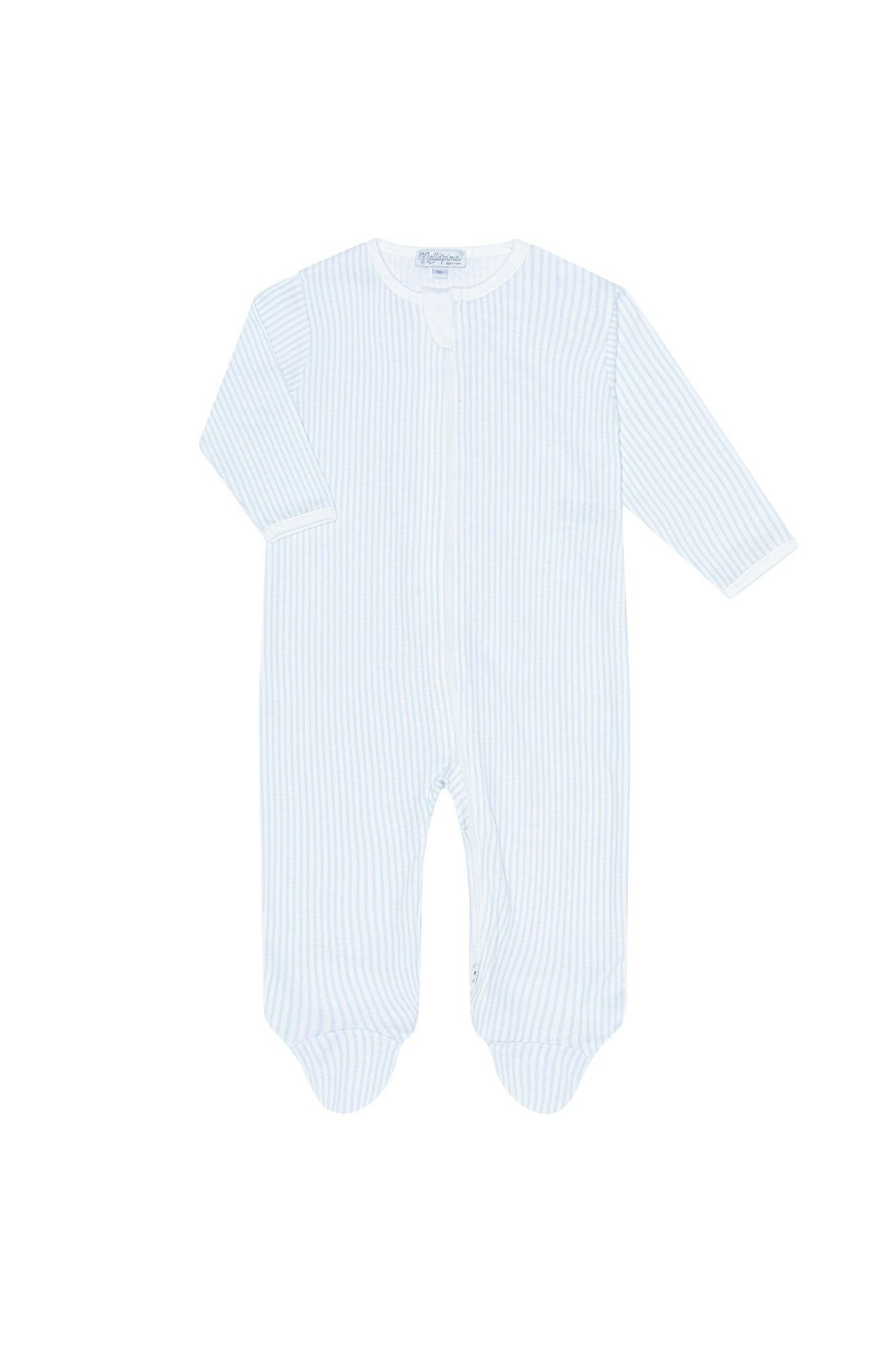 Blue Classic Stripes Zipper Footie