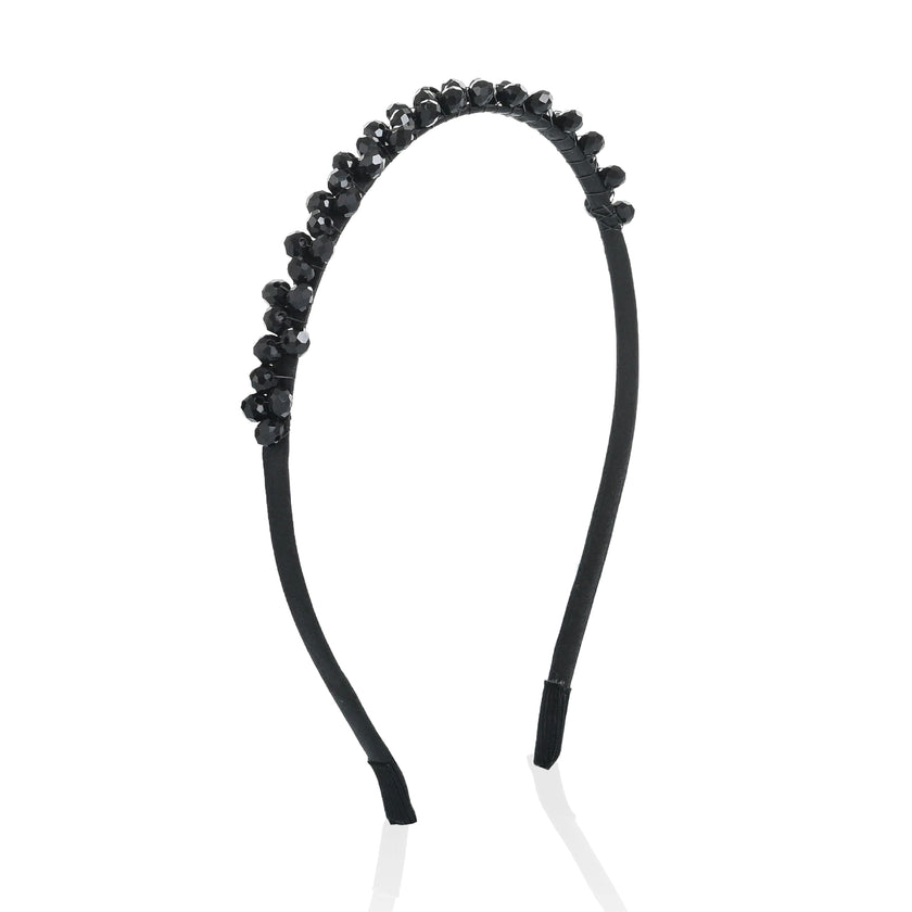 Black Beaded Edge Headband