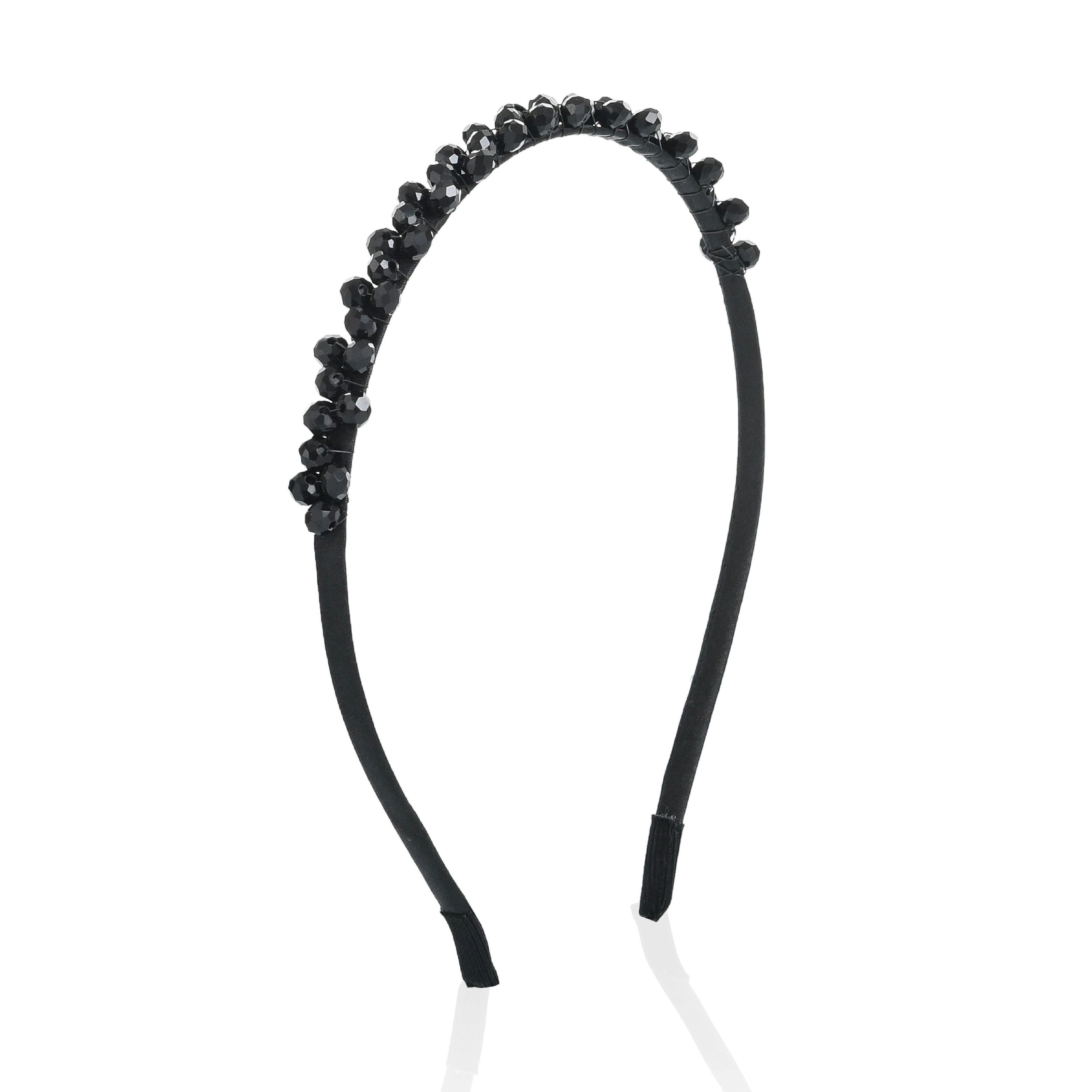 Black Beaded Edge Headband