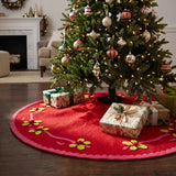 Handmade Christmas Tree Skirt Felt - Berries Red - 60"