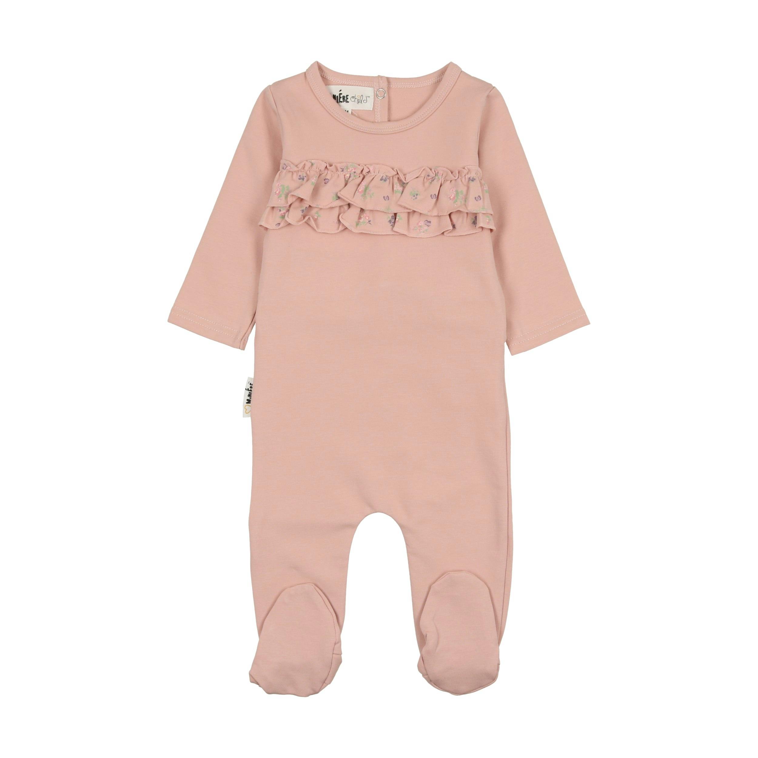 Floral Ruffle Front Long Sleeve Footie