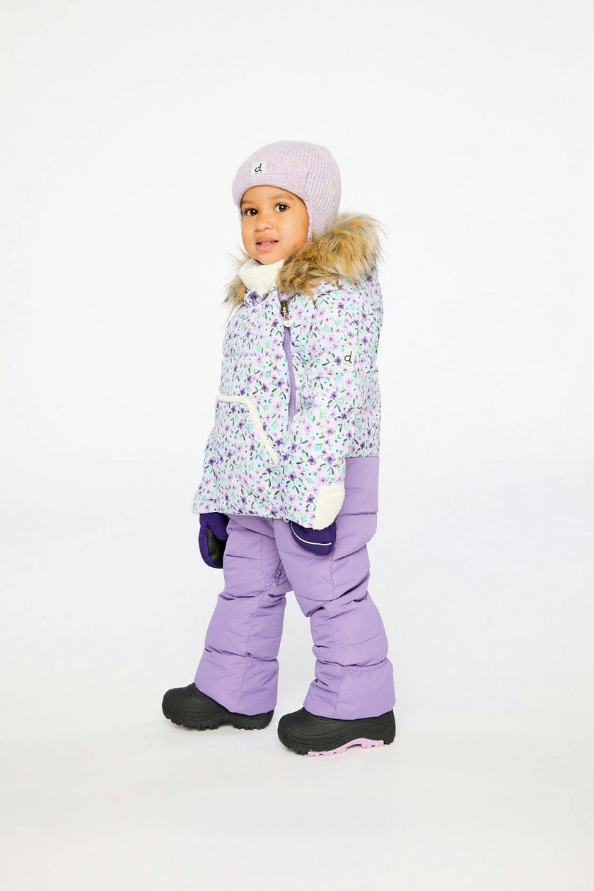 Baby Snug One Piece Snowsuit Adapted For Car Seats Purple Printed Mini Flowers