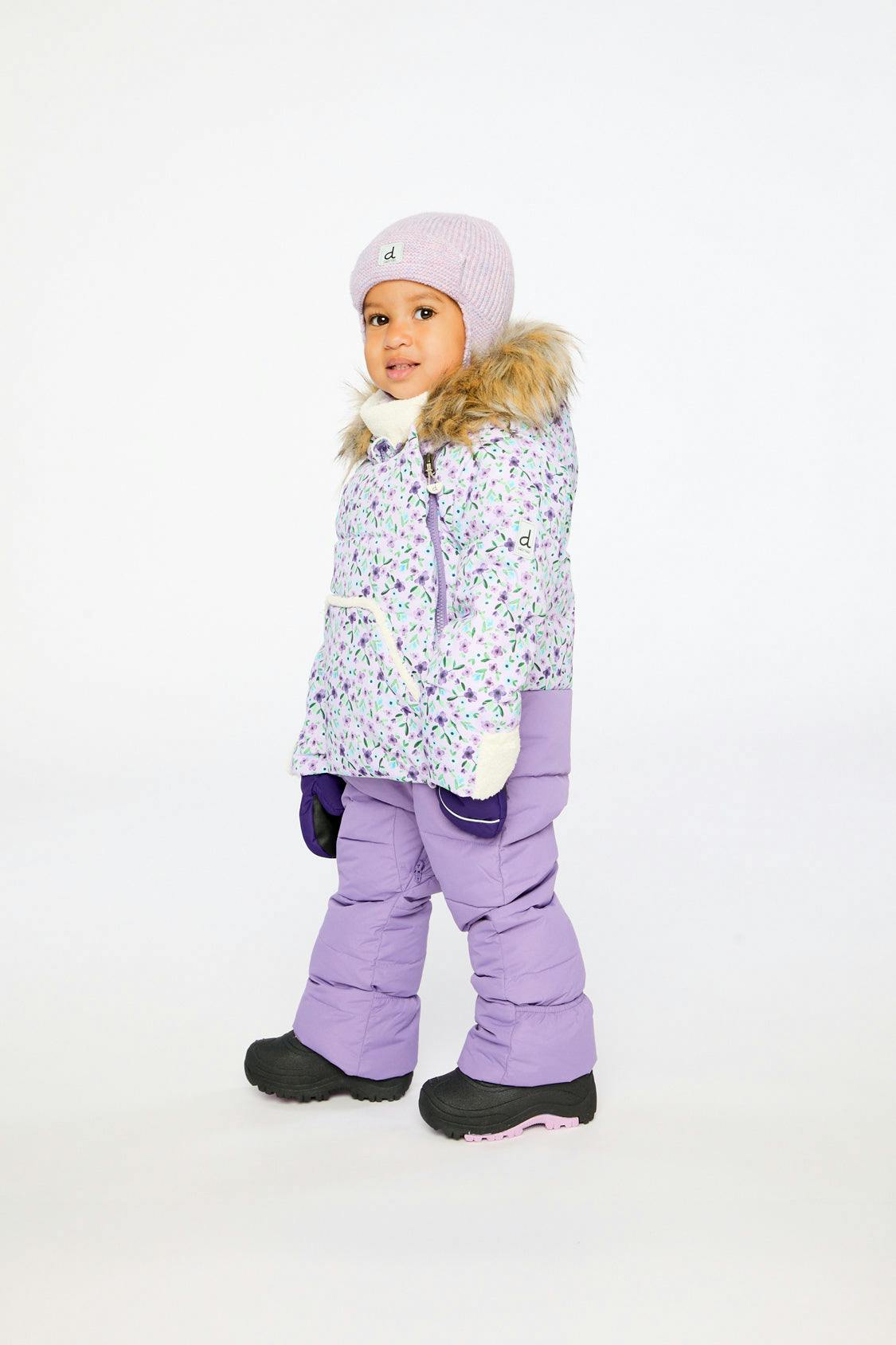 Baby Snug One Piece Snowsuit Adapted For Car Seats Purple Printed Mini Flowers