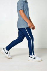 navy retro warm-up jogger