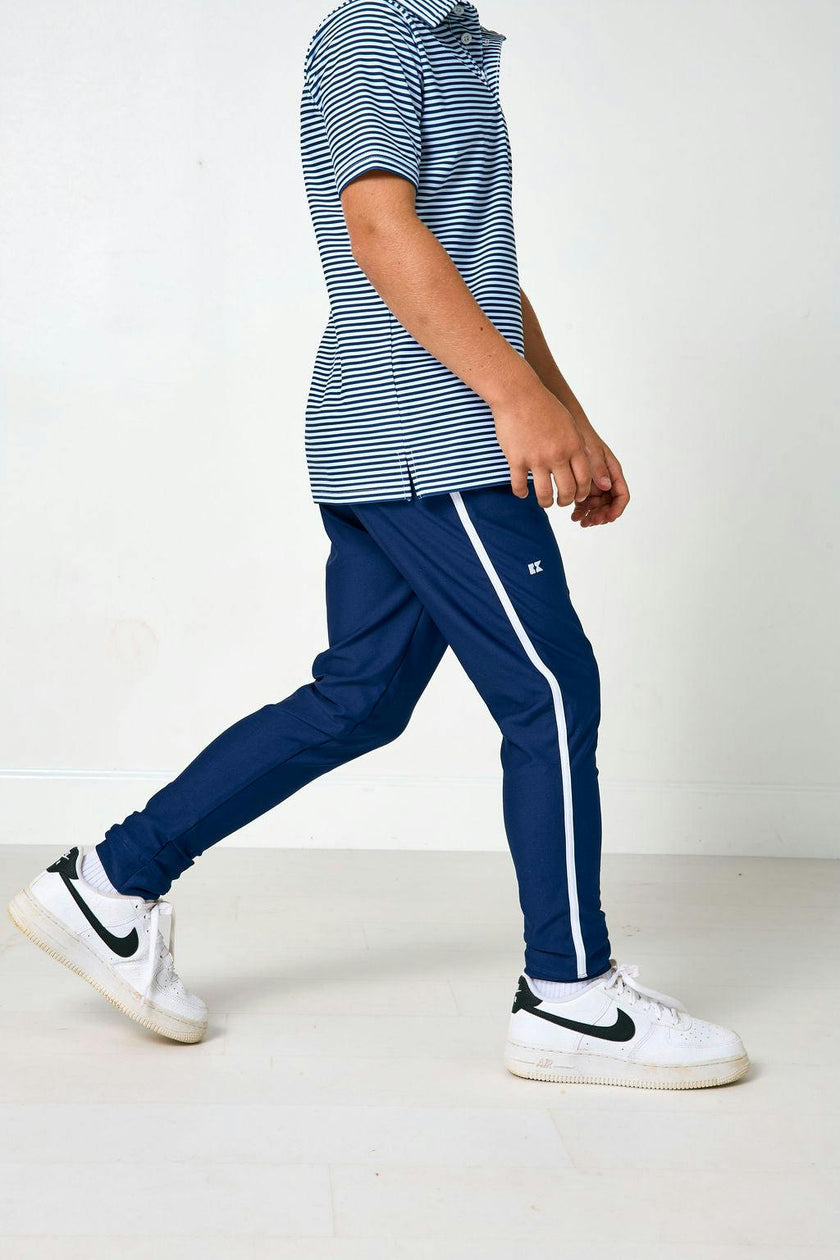 navy retro warm-up jogger