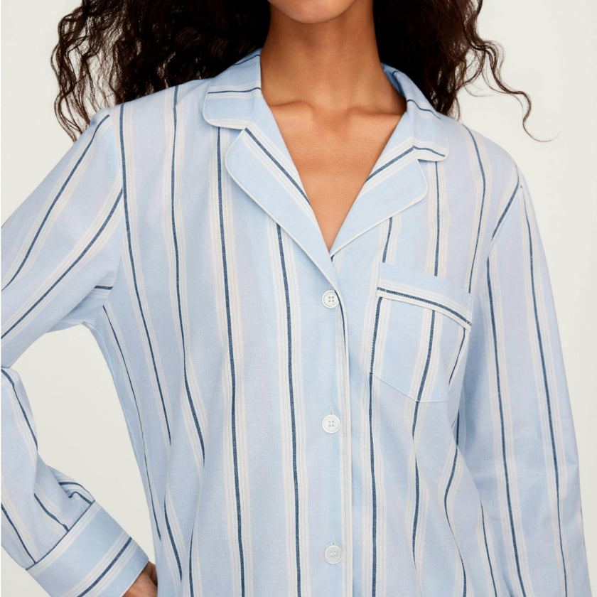 Women's Twill Pajama Set in Coastal Stripe