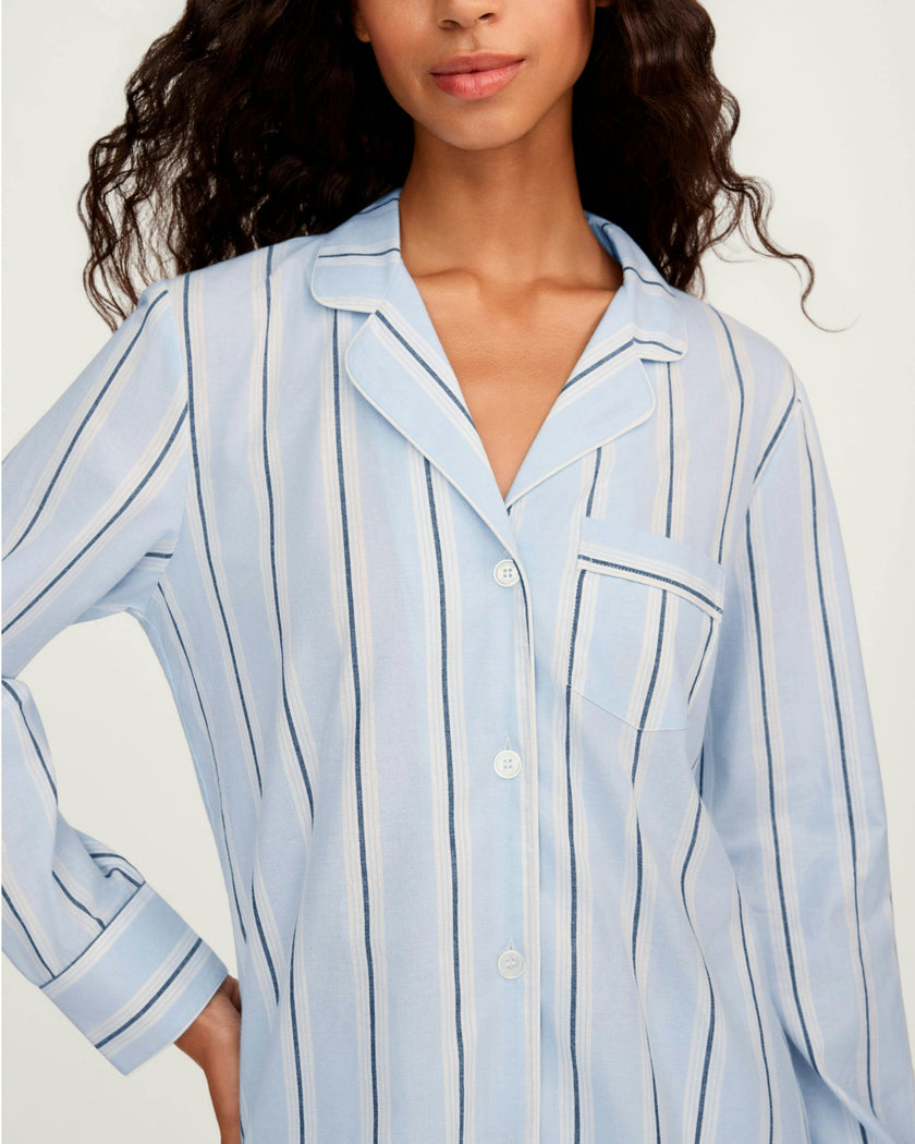 Women's Twill Pajama Set in Coastal Stripe