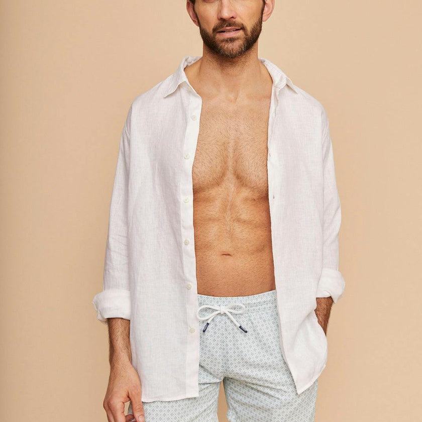 Pale Green Geo Men's Swim Shorts