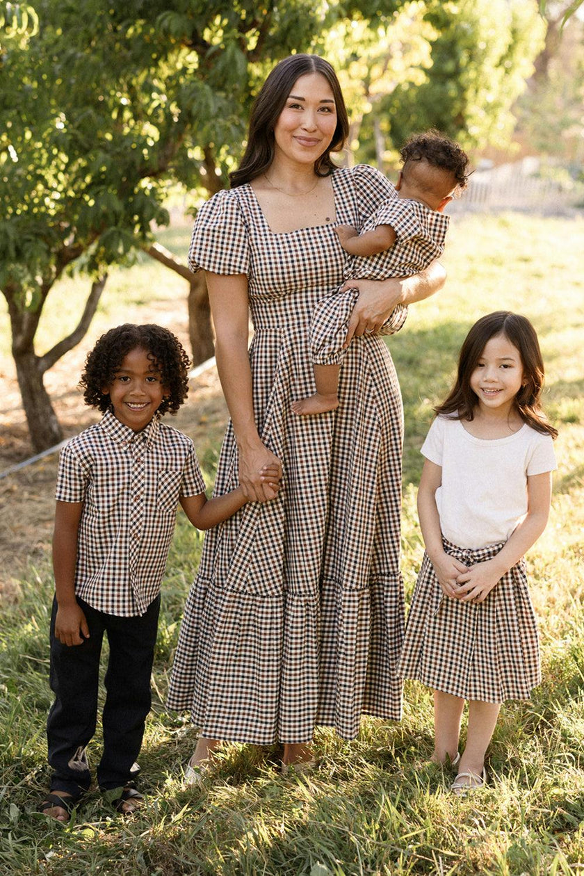 Mini Addison Skort in Chestnut Gingham