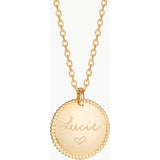 Personalized Beaded Disc Necklace, 14k Gold Plated