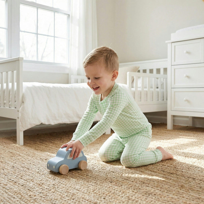 Pistachio Gingham Bamboo Toddler Pajama Set