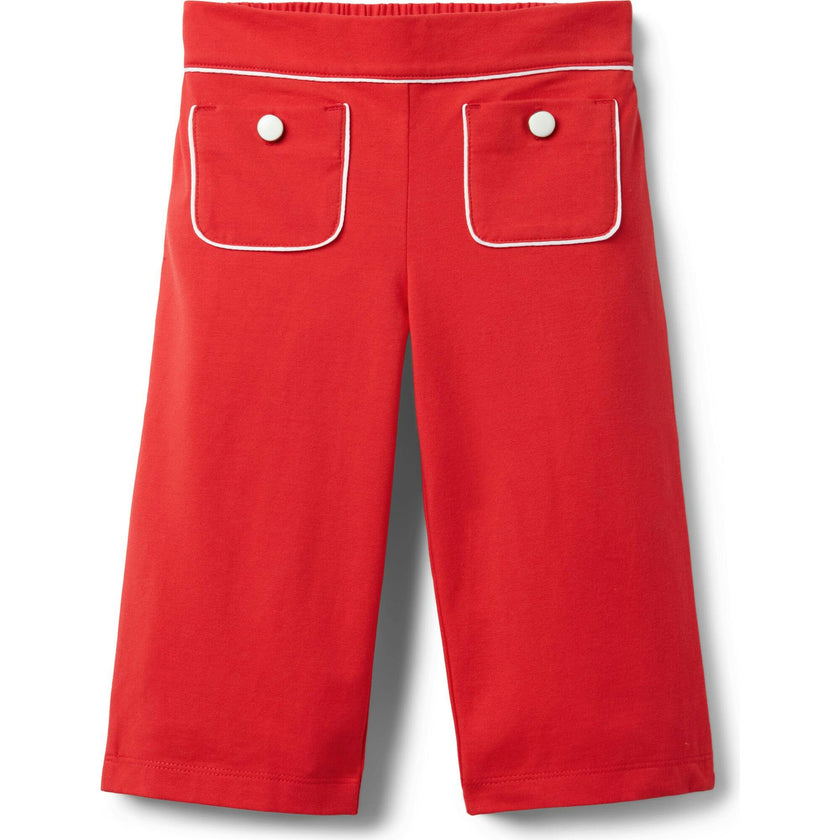 Wide Leg Patch Pocket Pant, Red