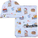 Vintage Suitcases Bamboo Swaddle & Beanie Set