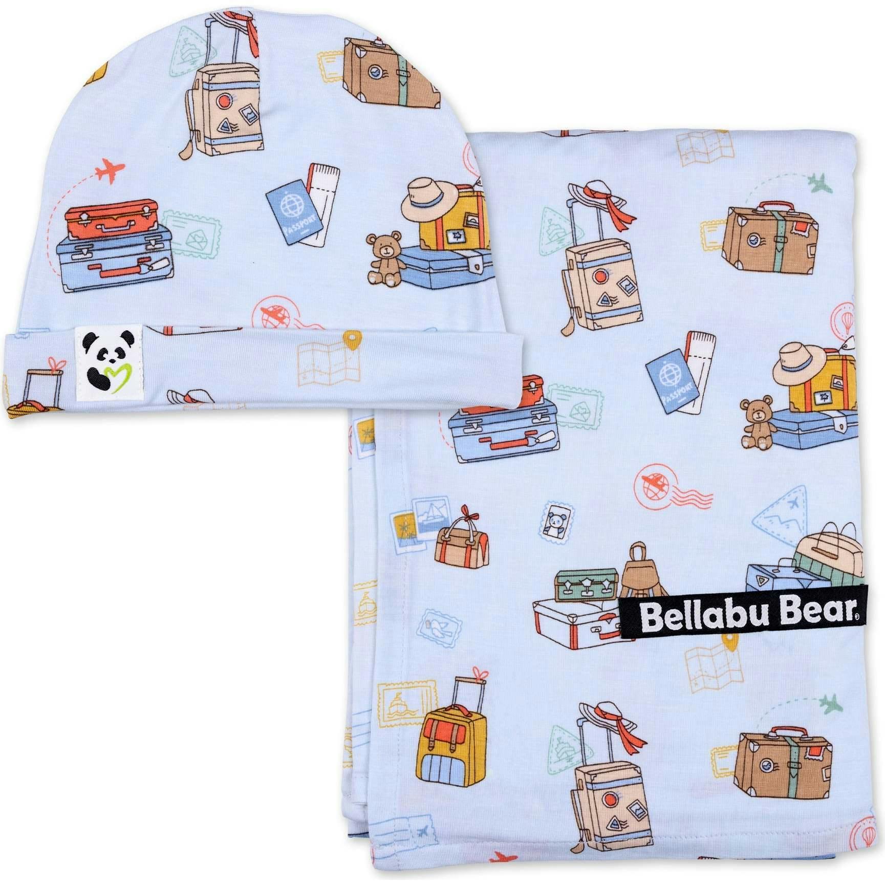 Vintage Suitcases Bamboo Swaddle & Beanie Set
