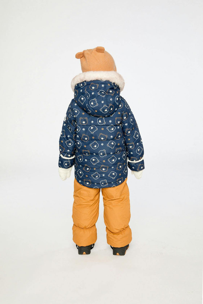 Baby Two Piece Snowsuit Blue Printed Teddy Bears