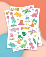 Cute Dino Tats - 40 foil temporary tattoos