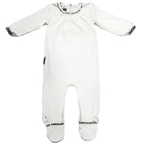 Floral Trim Pleated Neck Footie