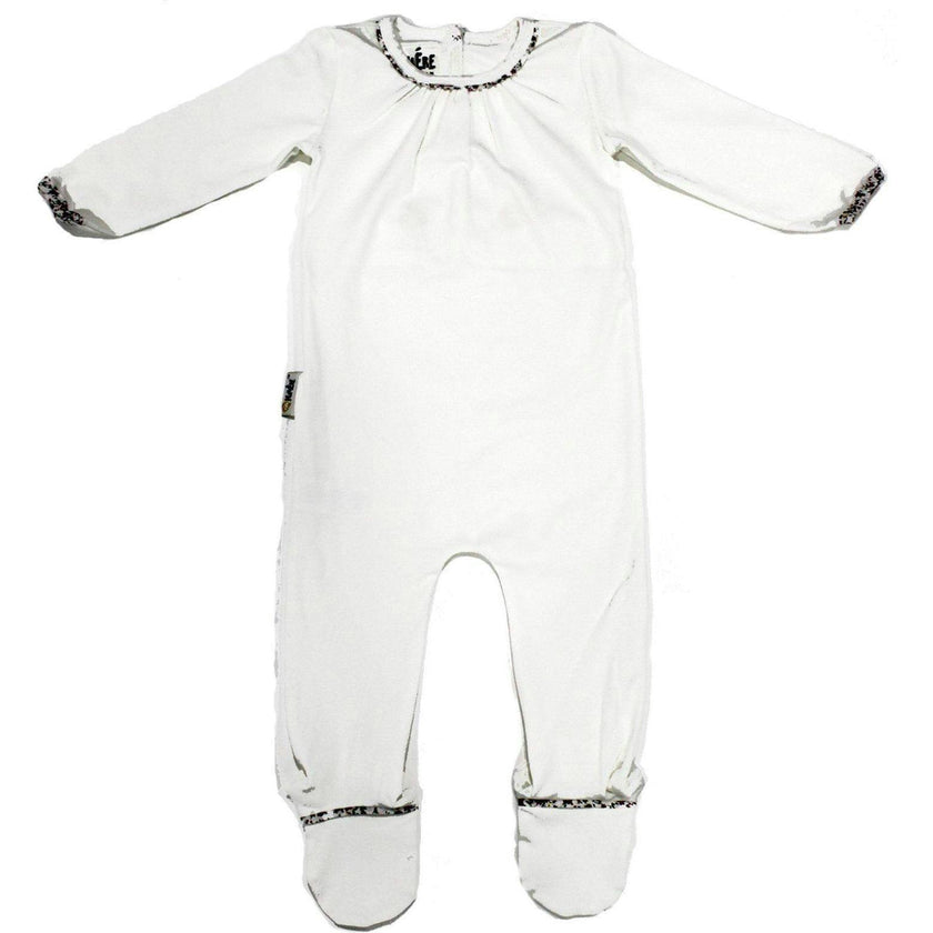 Floral Trim Pleated Neck Footie