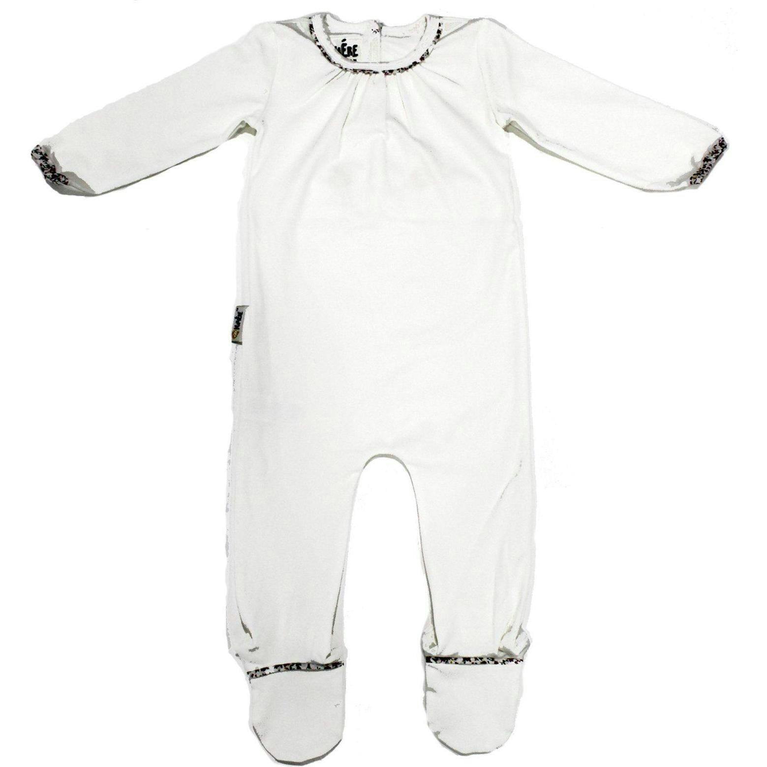 Floral Trim Pleated Neck Footie