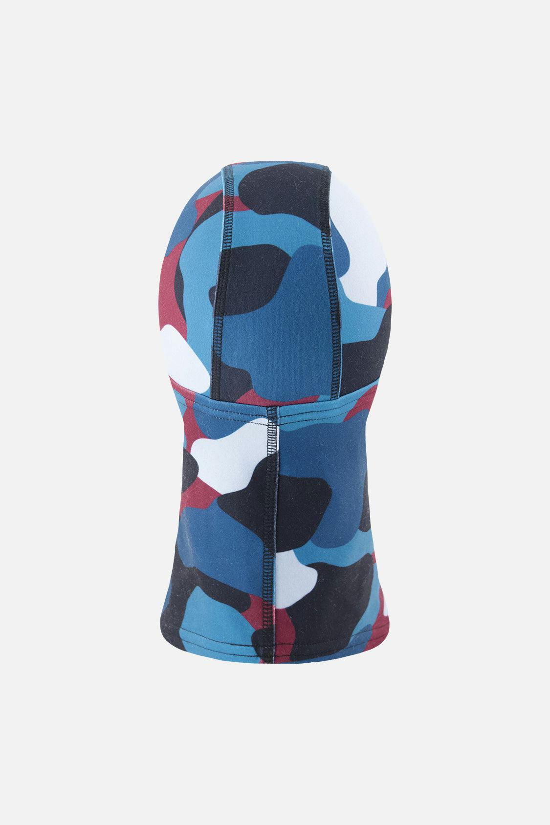 Brushed Jersey Balaclava Blue and Red Camouflage Print