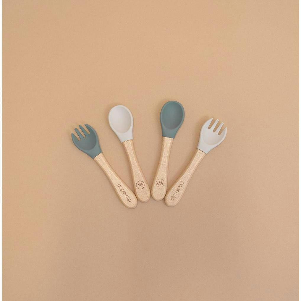 Silicone & Wooden Spoon & Spork Set