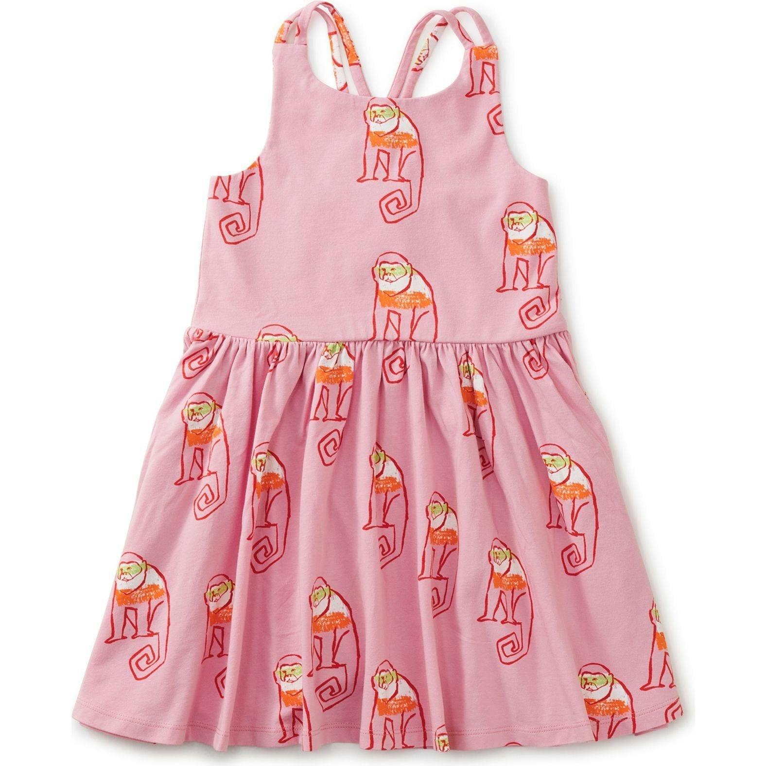 Strappy Back Skirted Dress, Pink