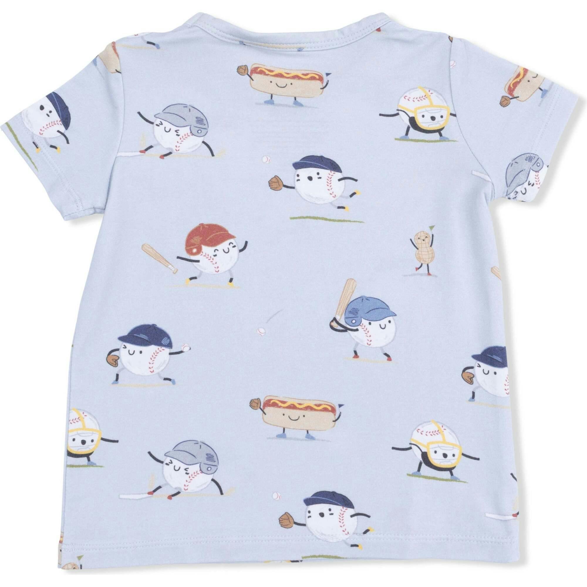 Baseballs Playing Baseball - Crew Neck Tee with Casual Short